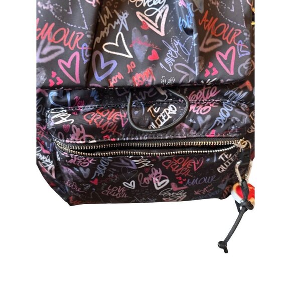 Parfois Love-Themed Graffiti Print Nylon Backpack With Adjustable Straps- NWT - Picture 6 of 14